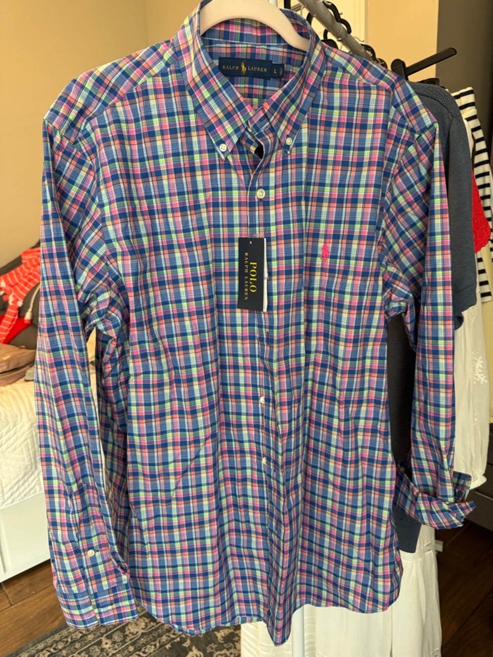Ralph Lauren Blue, Pink & Green Plaid Button-Down Shirt